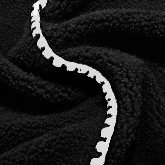 CHOUYATOU • Sherpa Fleece Jacket Casual Collar Fuzzy Coat Contrast Trims - Picture 6 of 8